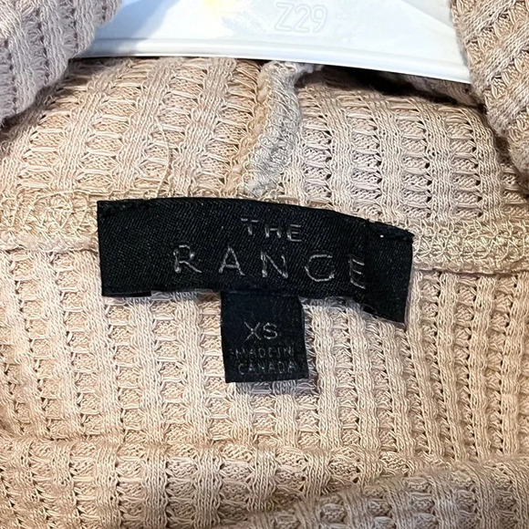 The Range Tan Cropped Turtleneck Waffle Knit Designer Long Sleeve Shirt XS - Picture 6 of 8